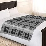 Adore Home Soft and Warm Double 200x240cm Tartan Check Printed Fleece Throw for Sofa Bed Travel Car Blanket (Grey Check)