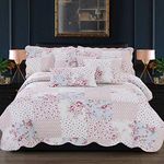 King Size Quilted Bedspread Bedding Sets For Girls - Cotton Patchwork Bedspread Throw For Sofa Bed - Decorative Vintage Box Pattern Quilt Comforter Set (Meadow)