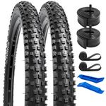 YUNSCM 2-PCS 26" Bike Tires 26x2.35/60-559 60TPI and 26" Bike Tubes with 2 Rim Strips Compatible with 26x2.30 26x2.35 26x2.40 Bicycle Tires and Tubes (Y-563)