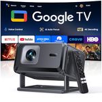 Smart Projector 4K【Bundled with Google TV Stick】Short Throw Mini Projectors, Portable Projecteur with Auto Focus & Keystone| Compatible with Netflix, Movie Projector WiFi6 & Bluetooth 5.3 Home/Outdoor