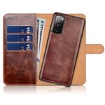 PULOKA Samsung Galaxy S20 FE PU Leather Wallet Flip Case Cover with Detachable 2 in 1 Function – Brown