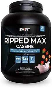 Ripped Max Caséine | EAFIT | Assimilation lente caseine 100% micellaire + Vitamines et Minéraux (magnesium,fer) | Riche en proteine | En poudre à mélanger dans un shaker pour le sport | Fraise |750g