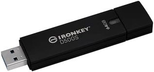 Kingston IronKey D500S Hardware Encrypted USB Flash Drive 64GB FIPS 140-3 Lvl 3 (Pending) AES-256 - IKD500S/64GB, Black