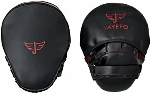 Jayefo Glorious Boxing Pads Focus Mitts for Training - Punching Blocking Pad for Boxing, Kick Boxing, MMA, Muay Thai and Material Arts - Curved Punch Mitts - Standard Size - Black Red