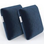 MY ARMOR Memory Foam Square Cushion for Car, Sofa/Diwan, Bed, Chair & Decoration | Highly Durable, Hypoallergenic | Velvet Cover | Navy Blue, Pack of 2 [14"x 14" x 4"]