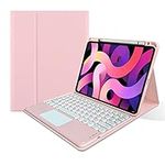 iPad Air 5th 4th Generation Keyboard Case with Touchpad iPad Pro 11 inch 4th 3rd 2nd Generation Keyboard Cover Support Pencil Charging Removable Bluetooth Keyboard (Pink)