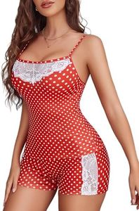 Avidlove Sleeping Set Two Piece Lingerie Set Sexy Sleepwear For Women Cami Shorts Pj Set Pajama Set (Red Dots, X-Large)