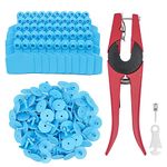 Blank 100 Sets Cattle Ear Tag with Ear Tag Applicator Livestock Ear Tag Kits for Pig Cattle Cow Dog (Blue)