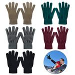 GLEDLOVES 5 Pairs Winter Knitted Magic Elastic Gloves for Unisex Gloves Knit Full Fingers Warm Gloves for Men Women., 5 Colors, Medium