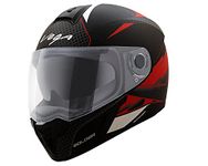 Vega Ryker Bolder ISI Certified Matt Finish Full Face Dual Visor Helmet for Men and Women Outer Clear Visor and Inner Smoke Sun Visor(Dull Black Red, Size:M)