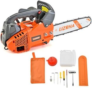 LIZRHA 25.4CC Gas Chainsaw 12 Inch Top Handle Chainsaw 1.2HP 2-Cycle Handheld Cordless Petrol Portable Gasoline Powered Chain Saw for Tree Wood Cutting Trimming Garden Tools