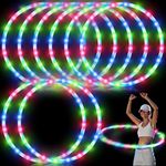 8 Pack 36 Inch LED Hoop Light up Hoop for Kids Adults Children, Festival Accessories LED Glowing Lights Fitness Exercise Hoop Changing Exercise Glowing Hoop for Kids Dance Dark Fitness (Colorful)