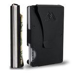 Mountain Voyage Co Leather Wallet - RFID-Blocking Card Holder with Money Clip, Matte Black, Small, Money Clip