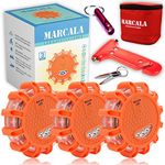 Marcala LED Road Flares Emergency Lights | 3-Pack Roadside Safety Disc Kit w/Whistle | DOT Compliant Emergency Flares for Car w/Batteries installed