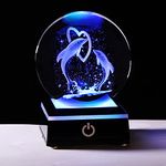 Qianwei 3D Laser Crystal Ball Dolphin Gifts for Women Men,Dolphin Decor Glass Figurines Statue Stuff for Room Decorations Birthday for Lovers Keepsake Paperweight (2 Dolphin in The Crystal Ball)