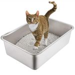 Yangbaga Cat Litter Tray，Rabbit Litter Tray，Stainless Steel Large Size Cat Litter Box No Odor, Non Stick, Never Bend, Easy to Clean