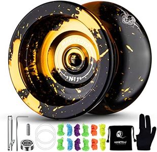 MAGICYOYO Dual Purpose Yoyo- Responsive Yoyo N11 & Unresponsive Yoyo Alloy YoYo with Yoyo Glove + Bag + Unresponsive Bearing Kit + 12 Yoyo Strings -Black Golden