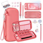 innoAura Accessories Stand Case for NS Switch Lite 17 in 1 with Carry Case, Game Case, Screen Protector Switch Lite (Coral)