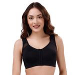 SOIE Women Front Closure Full Coverage Non Padded Non Wired Posture Correction Bra (CB-334 BLACK L)