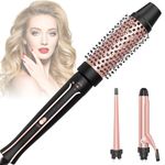 Nimmu 3 in 1 Curling Wand Curling Tongs Thermal Brush Set, Ceramic Hair Curler for Creating Root Volume and Loose Curls, Interchangeable Heating Barrels for Women's Hairstyles