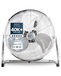 Pro Breeze® Large 20" Chrome Gym Floor Fan, 3 Speed Metal Pedestal Fan with Adjustable Fan Head, Powerful Air Circulation for Home, Gym, or Commercial Spaces