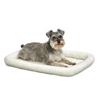 30L-Inch White Fleece Dog Bed or Cat Bed w/ Comfortable Bolster | Ideal for Medium Dog Breeds & Fits a 30-Inch Dog Crate