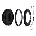 JJC 4-Piece Lens Kit for Canon Powershot G5X, G7X, G7X Mark II and G7X Mark III - includes 49mm Filter Adapter, UV Filter, Lens Cap and Lens Cap String