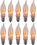 Creative Hobbies A101 Flicker Flame Light Bulb -3 Watt, 130 Volt, E12 Candelabra Base, Flame Shaped, Nickel Plated Base,- Dances with a Flickering Orange Glow -Wholesale Box of 10 Bulbs