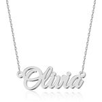 UMAGICBOX Personalized Silver Name Necklace Olivia - Customizable Engraved Stainless Steel Pendant for Women - Unique Gift for Birthdays, Anniversaries, Graduations, and Valentine's Day