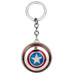 RainSound Captain America Shield Keychain Metal Keyring, Rotating (Silver Glossy)