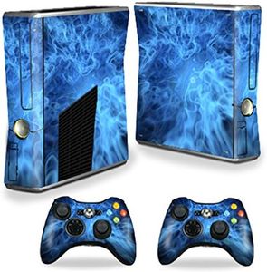 MightySkins Skin Compatible with X-Box 360 Xbox 360 S Console - Blue Mystic Flames | Protective, Durable, and Unique Vinyl wrap Cover | Easy to Apply, Remove, and Change Styles | Made in The USA