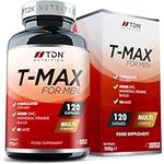 T-MAX for Men - 120 T-Booster Capsules - UK Formulated Premium Supplement - Ingredients Contribute to Normal Testosterone Levels & Reduction in Fatigue - Multi-Complex Formula