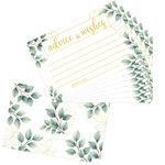 100 Pack Baby Shower Advice and Wishes Cards Greenery Wedding Advice Cards for New Parents Baby Shower Bridal Shower Wish Cards Double Sided Greenery Cards for Birthday Guest Favors, 4 x 6 Inch