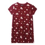 Stories.Label Girl Cotton Printed Long T-Shirts Dresses, Fashion One Piece T-Shirt Dress Tops for Kids Girl (Maroon, 8-9 Years)