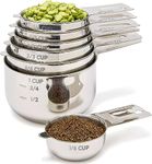 Simply Gourmet Stainless Steel Measuring Cups 7 Piece with 1/8 Cup Coffee Scoop Stainless Steel Measuring Cup Set. Metal Measuring Cups Perfect as Birthday for Mom or Cooks