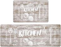 HEBE Anti Fatigue Kitchen Rug Set of 2 Non Slip Cushioned Kitchen Mats for Floor Waterproof Comfort Kitchen Rugs and Mats Farmhouse Chef Mats Floor Carpet for Sink,Laundry Room