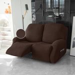 HOKIPO 2 Seater Recliner Sofa Cover, 210GSM Thick T-Type Jacquard, Chocolate Brown (AR-4973-BR)