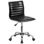 Flash Furniture Low Back Designer Armless Ribbed Swivel Task Office Chair, Metal, Black Vinyl/Chrome Frame, Set of 1