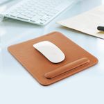 CLADD INTERNATIONAL Faux Leather Mouse Pad with Wrist Rest, Non-Slip Backing, Waterproof, Stitched Edge, Handmade, Eco-Friendly, Home, Office, Pack of 1 (Brown)