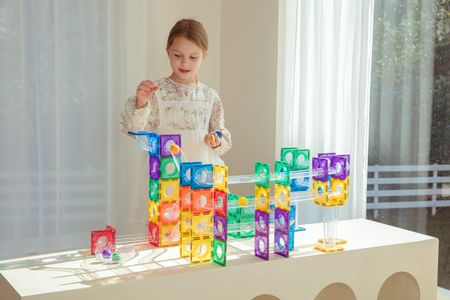MEGAGONTILES Marble Run Set – 120-Piece Building Toy