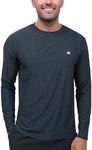 INTO THE AM Athletic Dri Fit Gym Shirt for Men - Performance Long Sleeve Minimal Basic Workout Shirt (Navy, Small)