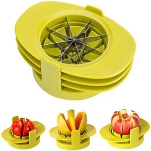 GuDoQi 4 in 1 Apple Slicer Corer Tomato Mango Slicer Stainles Steel Fruit Cutter Devider Multifunction with Common Base for Orange Pear Guava Avocado Lemon