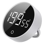 EooCoo Digital Kitchen Timer with Stand,199-Minute Visual Timers LED Display for Kids＆Adults,Magnetic Countdown Countup,Management Education Tool for Home Kitchen,School,Office,Fitness,Studying- White