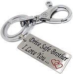 Aura Drive Safe Bro Brother Emotional Message Gift Key Chain For Brother Bhai Rakshabandhan Bhaidooj Stainless Steel Silver Hook Key Chain