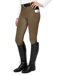 FitsT4 Sports Women's Full Seat Riding Tights Active Silicon Grip Horse Riding Tights Equestrian Breeches Brown Size M