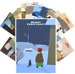 PIXILUV Vintage Postcards (24 pcs 4"x6" each) Minimalistic Photos of Snowy Christmas Scenes Vintage Christmas Postcards Retro Greeting Card Poster Reprint