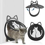 Morikey Cat Screen Door,Inside Opening 9.5×9.3Inch Cat Door for Screen Door, Pet Screen Door with Lockable Magnetic Flap for Pet Door,Easy to Install,Black