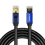 Cat8 Ethernet Cable 20ft Shielded,High Speed 40Gbps 2000MHz SSTP Flat Internet Network LAN Cable with Gold Plated RJ45 Connector for Game Console,PS5,Xbox,Router,PC,Laptop,Modem,Switches,Hub