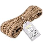 Creative Deco Thick Heavy Duty Jute Rope Natural Brown | 10m x 20mm | Twisted Hemp Rope | Perfect Twine Decking Rope Cord for Cat, Arts & Crafts, Garden, Hammock, Swing, DIY | Strong & Durable String