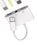 Dual Type C Splitter USB-C to 3.5mm Audio Adapter (3in1) Compatible for Samsung for Apple iPhone15 Pro Max Plus for iPad 10、Air4/5、Mini6、12.9 Charger Headphone Jack Dongle Charging Aux Cable CD-uk